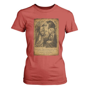Virgin Mary T Shirt For Women Angel Gabriel Luke 1:30 Christian TS14 Red Print Your Wear
