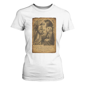Virgin Mary T Shirt For Women Angel Gabriel Luke 1:30 Christian TS14 White Print Your Wear