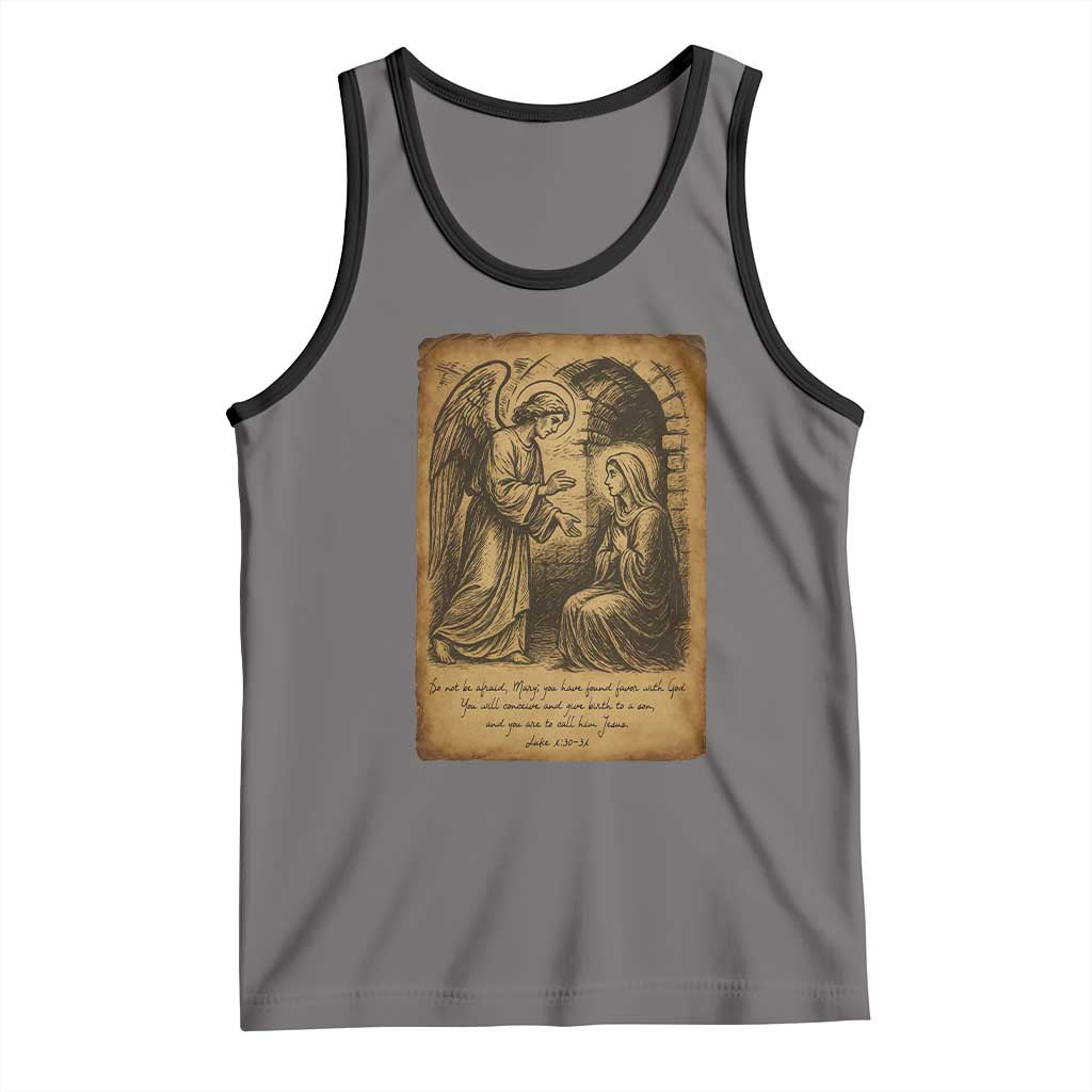 Virgin Mary Tank Top Angel Gabriel Luke 1:30 Christian TS14 Deep Heather Black Print Your Wear