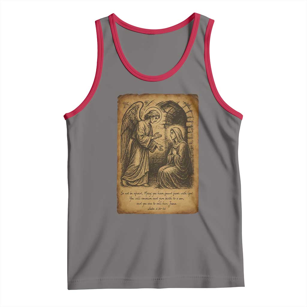 Virgin Mary Tank Top Angel Gabriel Luke 1:30 Christian TS14 Deep Heather Red Print Your Wear