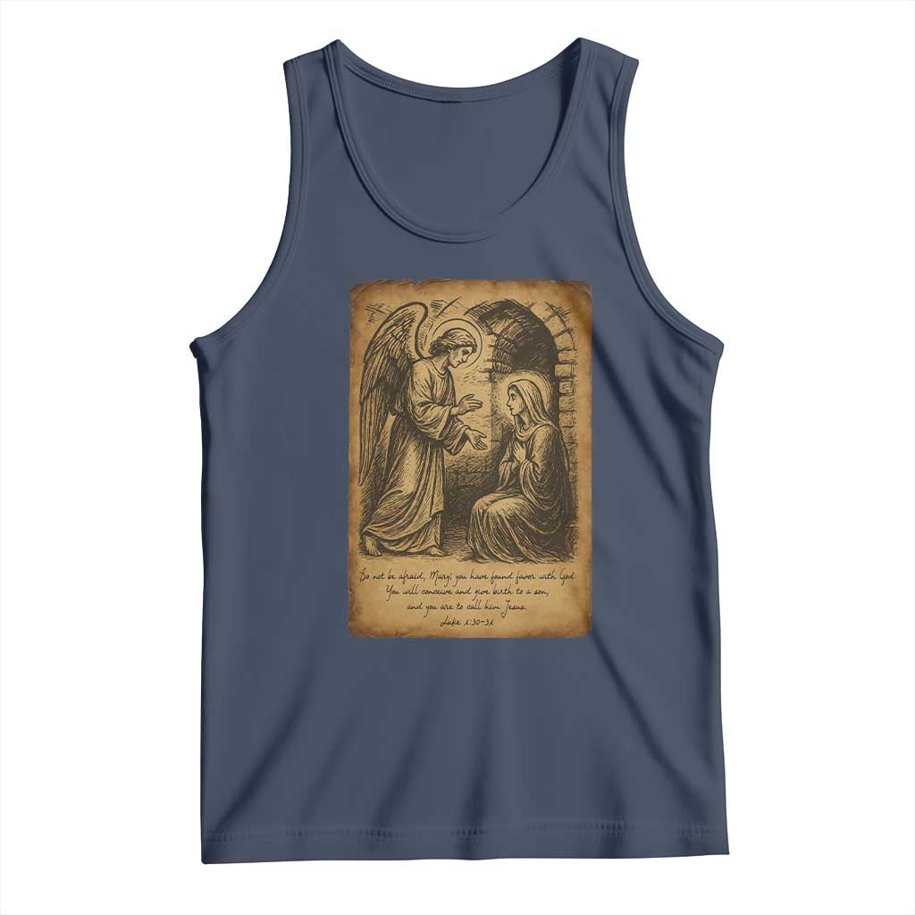 Virgin Mary Tank Top Angel Gabriel Luke 1:30 Christian TS14 Navy Print Your Wear