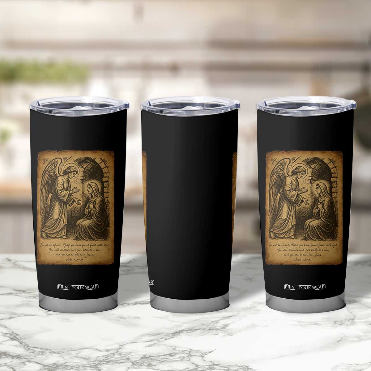 Virgin Mary Tumbler Cup Angel Gabriel Luke 1:30 Christian TS14 Print Your Wear