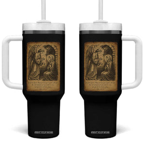Virgin Mary Tumbler With Handle Angel Gabriel Luke 1:30 Christian TS14 One Size: 40 oz Black Print Your Wear