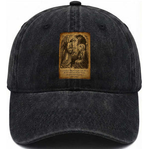 Virgin Mary Washed Cotton Baseball Cap Angel Gabriel Luke 1:30 Christian TS14 Washed Cap Universal Fit Black Print Your Wear
