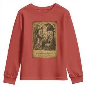 Virgin Mary Youth Sweatshirt Angel Gabriel Luke 1:30 Christian TS14 Red Print Your Wear