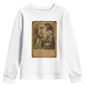 Virgin Mary Youth Sweatshirt Angel Gabriel Luke 1:30 Christian TS14 White Print Your Wear