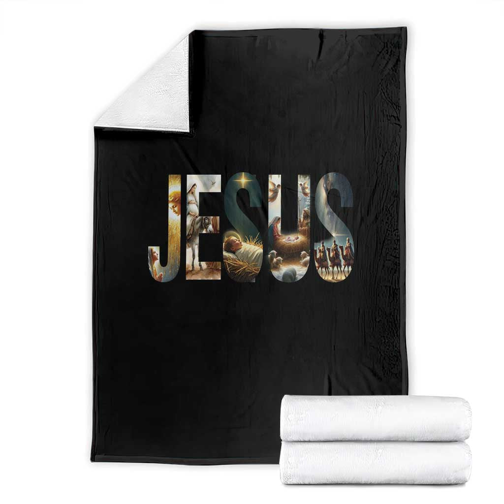 Jesus Christmas Throw Blanket Nativity Holy Night Christian Faith TS14 Black Print Your Wear