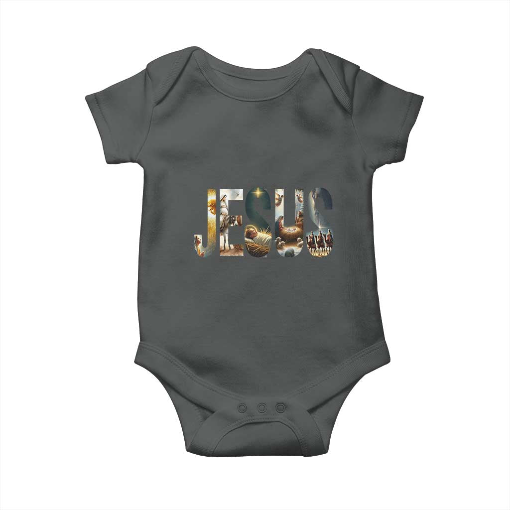 Jesus Christmas Baby Onesie Nativity Holy Night Christian Faith TS14 Dark Heather Print Your Wear