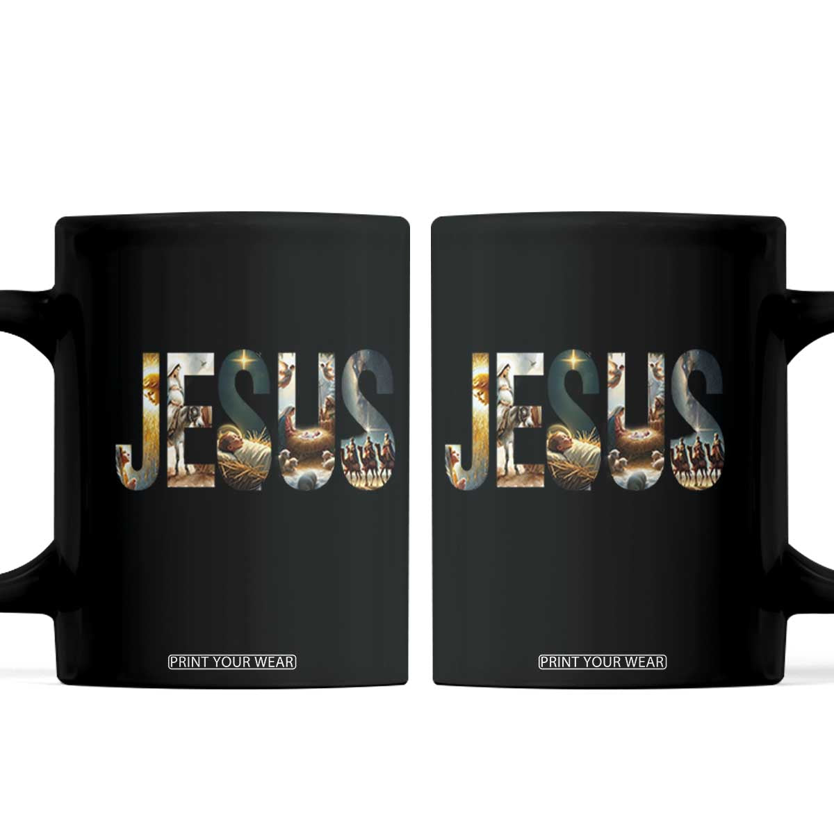 Jesus Christmas Coffee Mug Nativity Holy Night Christian Faith TS14 Black Print Your Wear