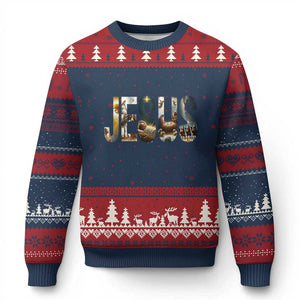 Jesus Xmas Ugly Christmas Sweater Nativity Holy Night Christian Faith - Print Your Wear