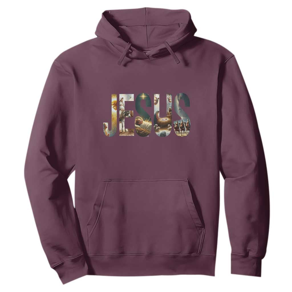 Jesus Christmas Hoodie Nativity Holy Night Christian Faith TS14 Maroon Print Your Wear