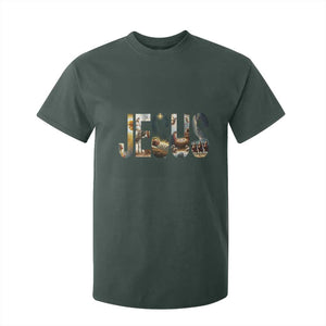 Jesus Christmas T Shirt For Kid Nativity Holy Night Christian Faith TS14 Dark Forest Green Print Your Wear