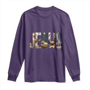 Jesus Christmas Long Sleeve Shirt Nativity Holy Night Christian Faith TS14 Purple Print Your Wear