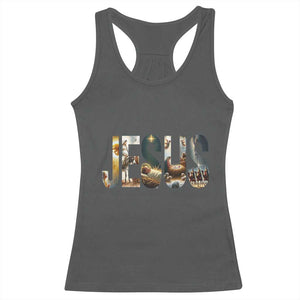 Jesus Christmas Racerback Tank Top Nativity Holy Night Christian Faith - Print Your Wear
