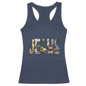 Jesus Christmas Racerback Tank Top Nativity Holy Night Christian Faith - Print Your Wear