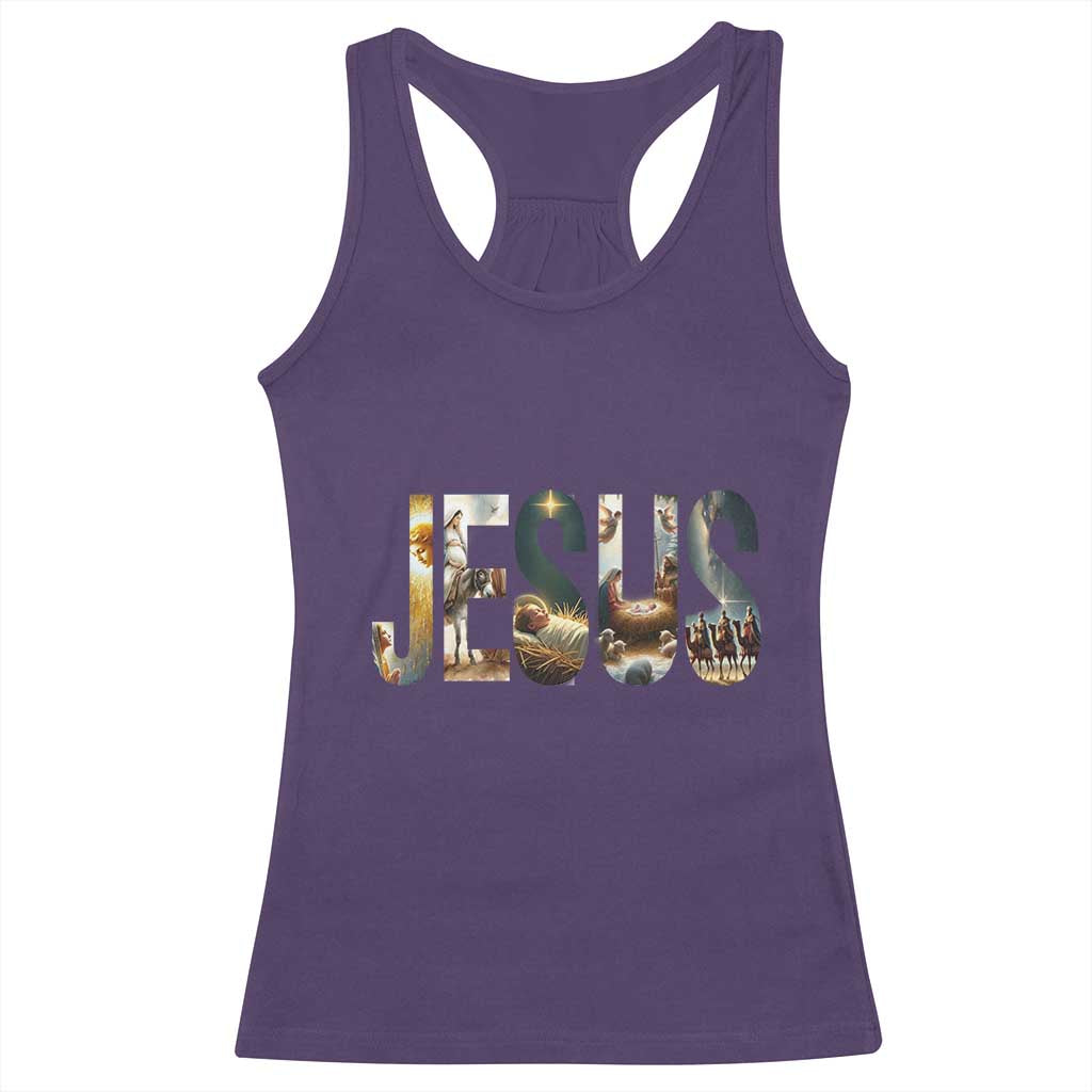 Jesus Christmas Racerback Tank Top Nativity Holy Night Christian Faith TS14 Purple Print Your Wear