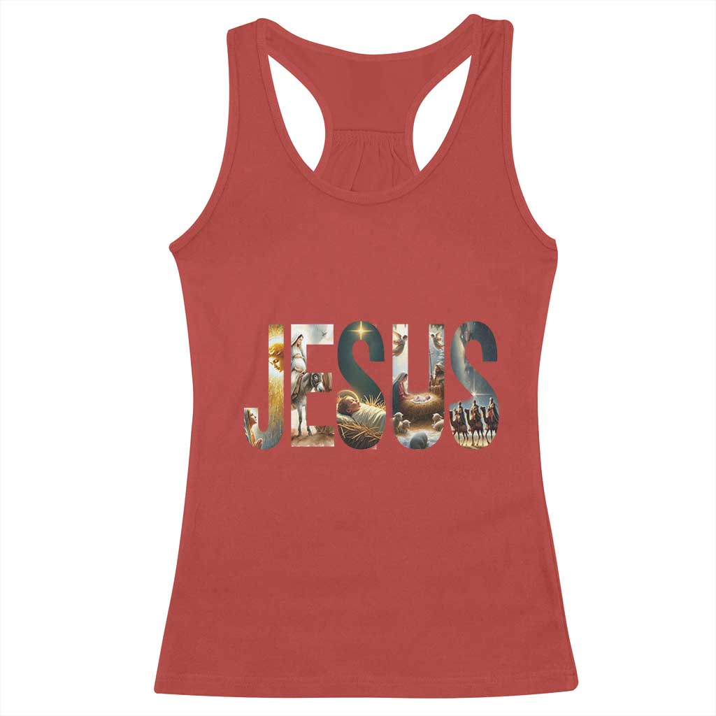 Jesus Christmas Racerback Tank Top Nativity Holy Night Christian Faith TS14 Red Print Your Wear