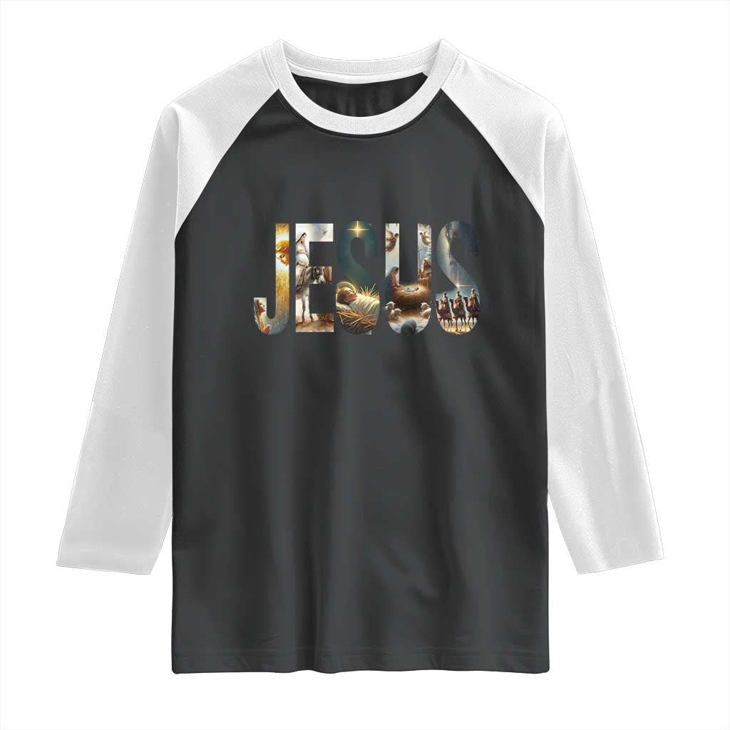Jesus Christmas Raglan Shirt Nativity Holy Night Christian Faith TS14 Black White Print Your Wear