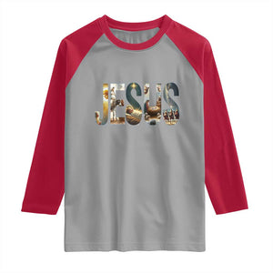Jesus Christmas Raglan Shirt Nativity Holy Night Christian Faith TS14 Sport Gray Red Print Your Wear