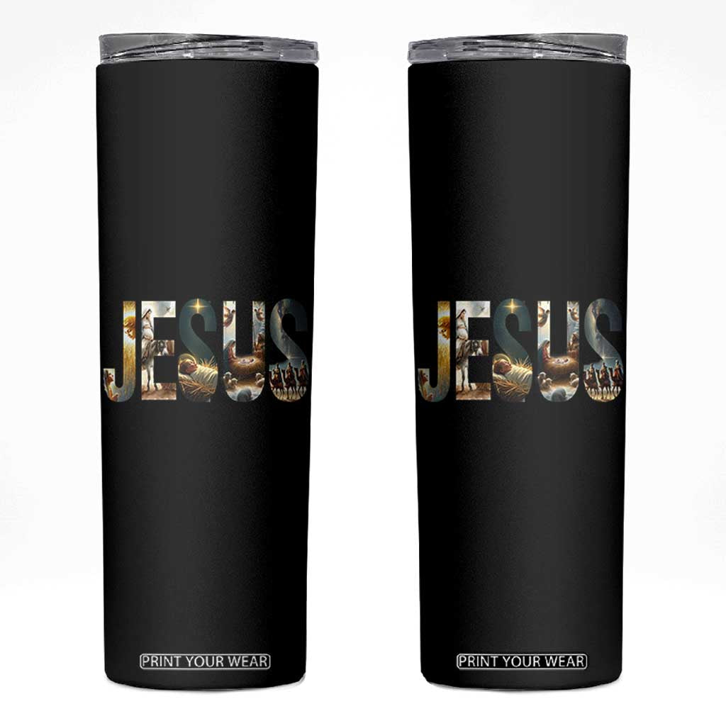 Jesus Christmas Skinny Tumbler Nativity Holy Night Christian Faith TS14 Black Print Your Wear