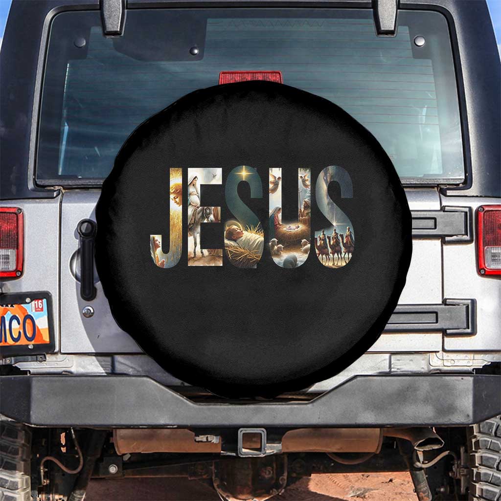 Jesus Christmas Spare Tire Cover Nativity Holy Night Christian Faith TS14 No hole Black Print Your Wear