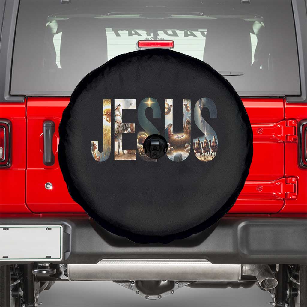 Jesus Christmas Spare Tire Cover Nativity Holy Night Christian Faith TS14 Black Print Your Wear