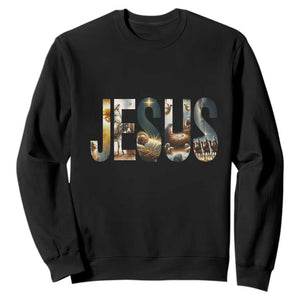 Jesus Christmas Sweatshirt Nativity Holy Night Christian Faith TS14 Black Print Your Wear