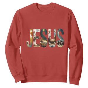 Jesus Christmas Sweatshirt Nativity Holy Night Christian Faith - Print Your Wear
