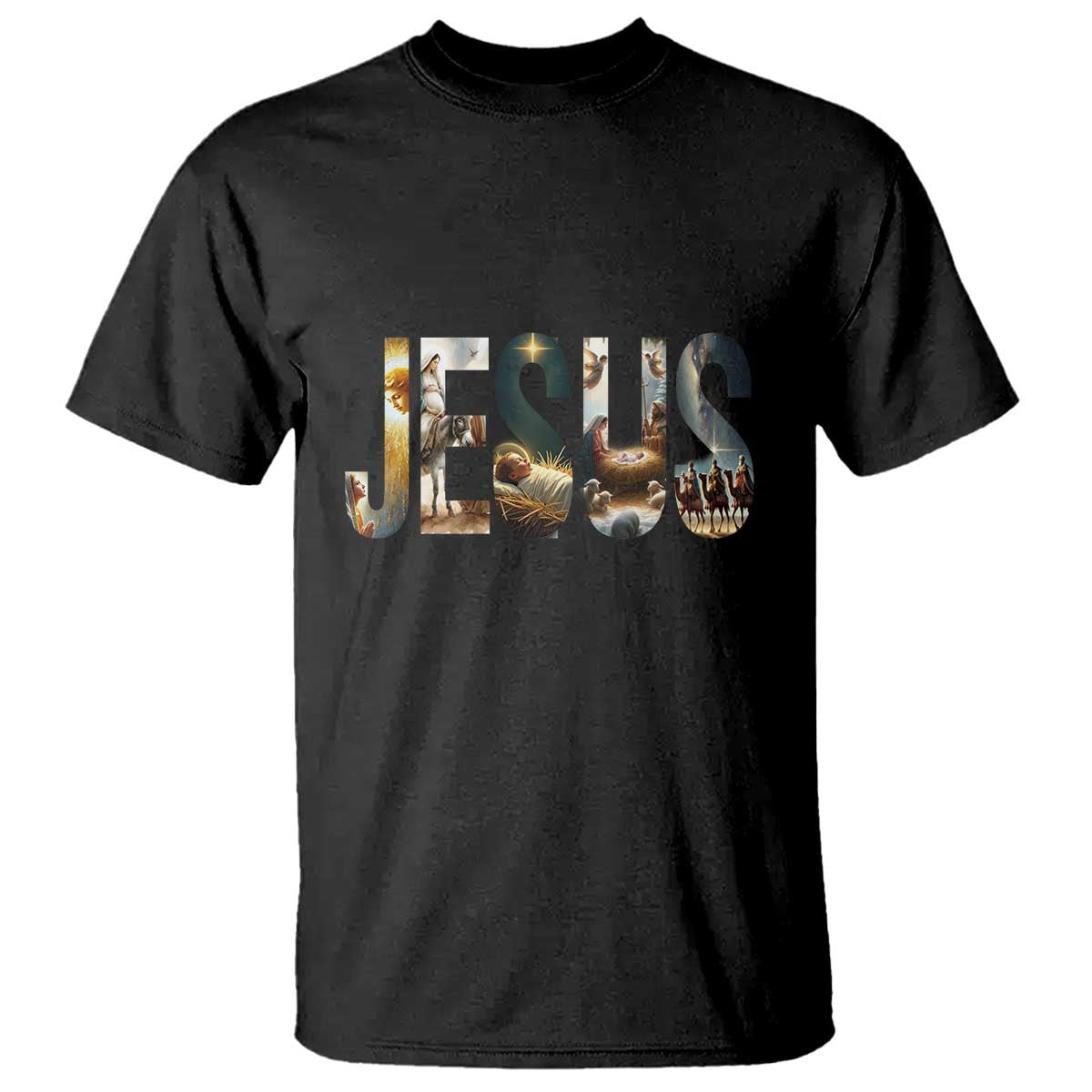 Jesus Christmas T Shirt Nativity Holy Night Christian Faith TS14 Black Print Your Wear