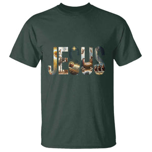 Jesus Christmas T Shirt Nativity Holy Night Christian Faith TS14 Dark Forest Green Print Your Wear