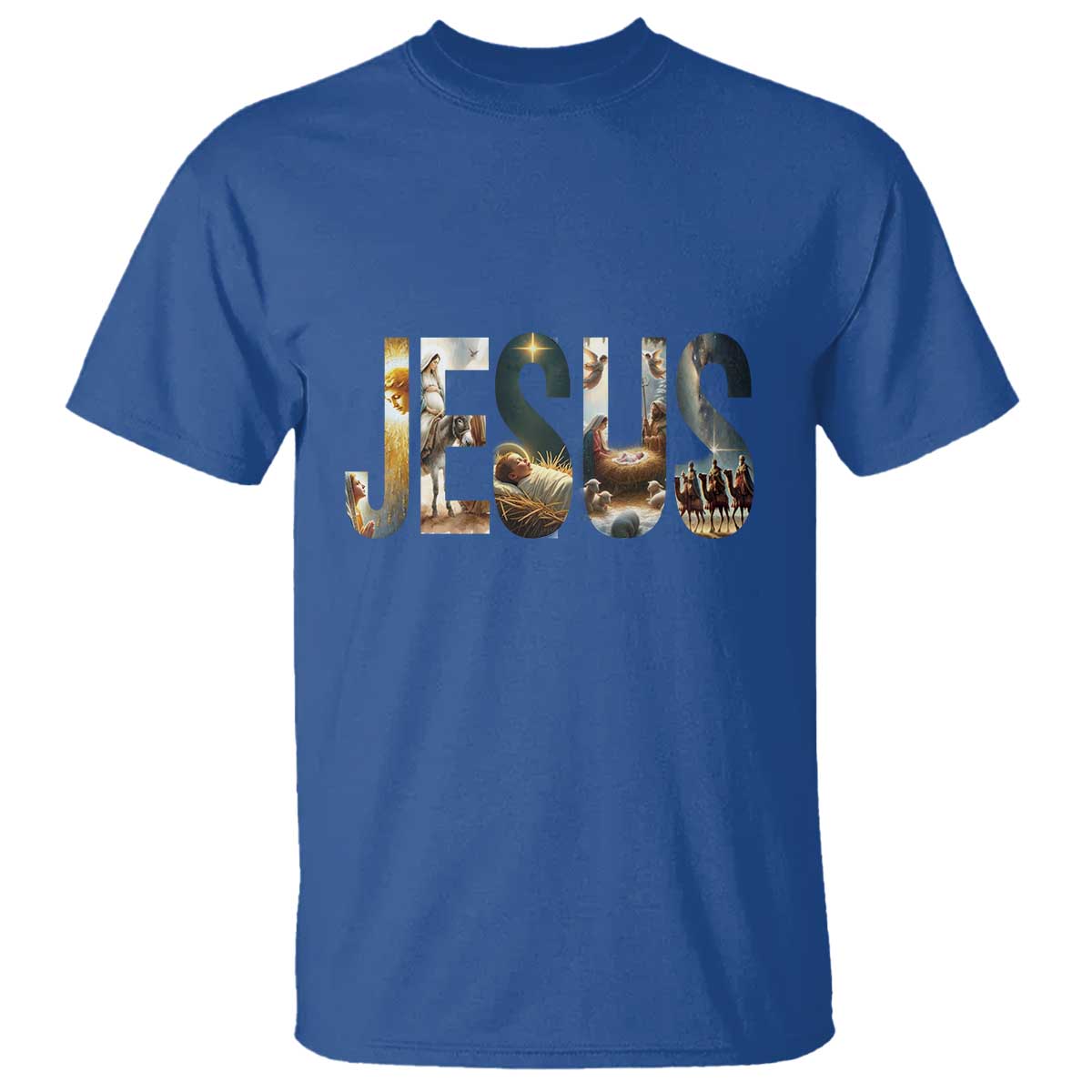 Jesus Christmas T Shirt Nativity Holy Night Christian Faith TS14 Royal Blue Print Your Wear
