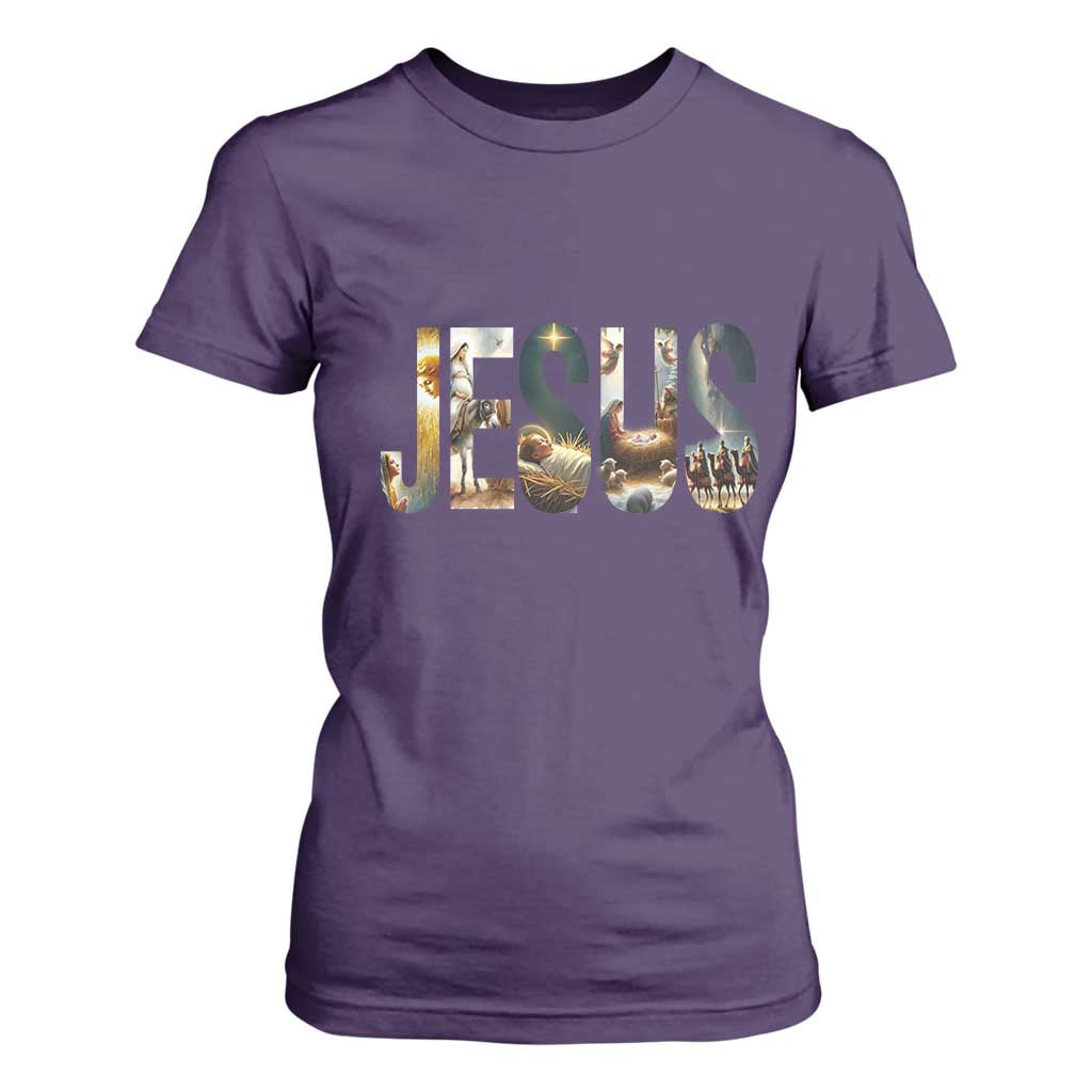Jesus Christmas T Shirt For Women Nativity Holy Night Christian Faith TS14 Purple Print Your Wear