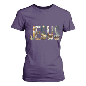Jesus Christmas T Shirt For Women Nativity Holy Night Christian Faith TS14 Purple Print Your Wear