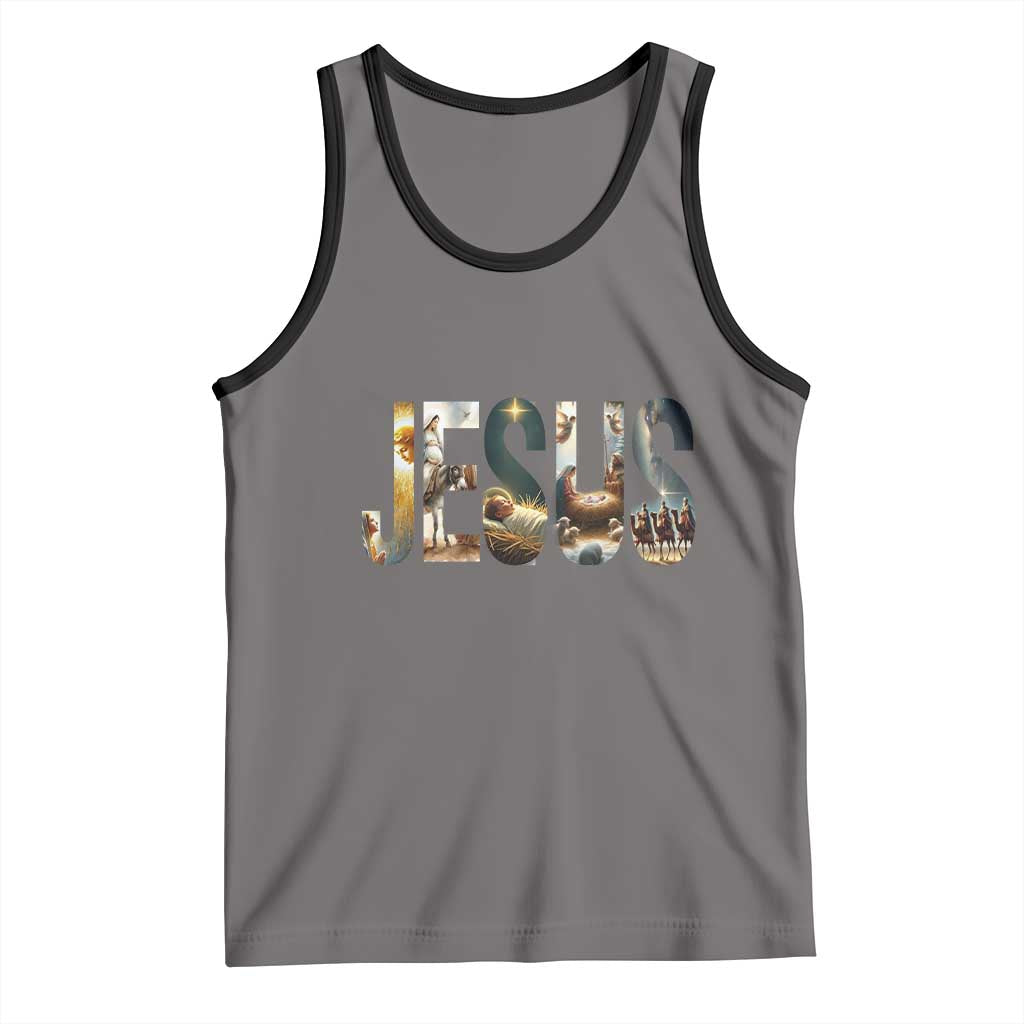 Jesus Christmas Tank Top Nativity Holy Night Christian Faith TS14 Deep Heather Black Print Your Wear