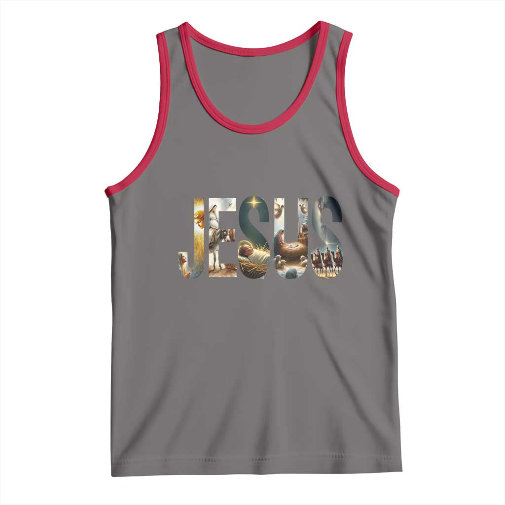 Jesus Christmas Tank Top Nativity Holy Night Christian Faith TS14 Deep Heather Red Print Your Wear