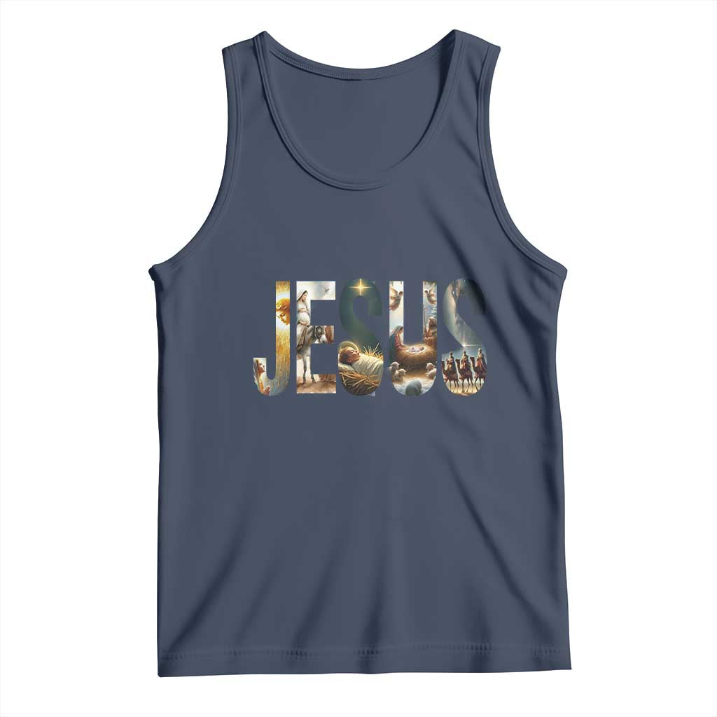 Jesus Christmas Tank Top Nativity Holy Night Christian Faith TS14 Navy Print Your Wear