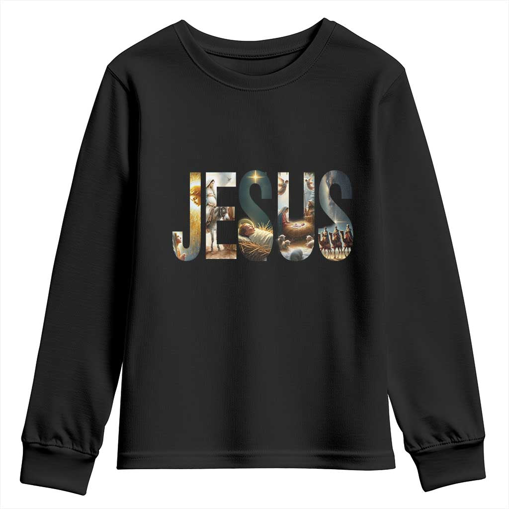Jesus Christmas Youth Sweatshirt Nativity Holy Night Christian Faith TS14 Black Print Your Wear