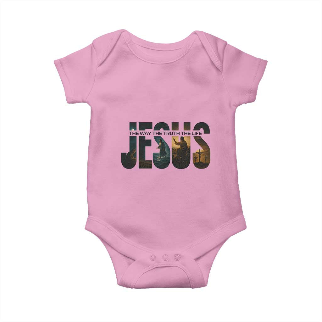 Jesus Christian Bible Baby Onesie The Way The Truth The Life TS14 Light Pink Print Your Wear