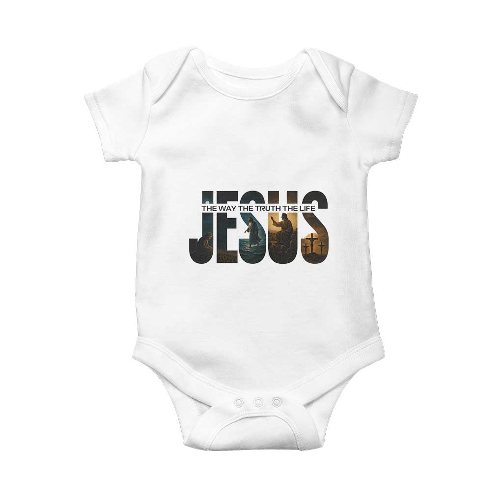 Jesus Christian Bible Baby Onesie The Way The Truth The Life TS14 White Print Your Wear