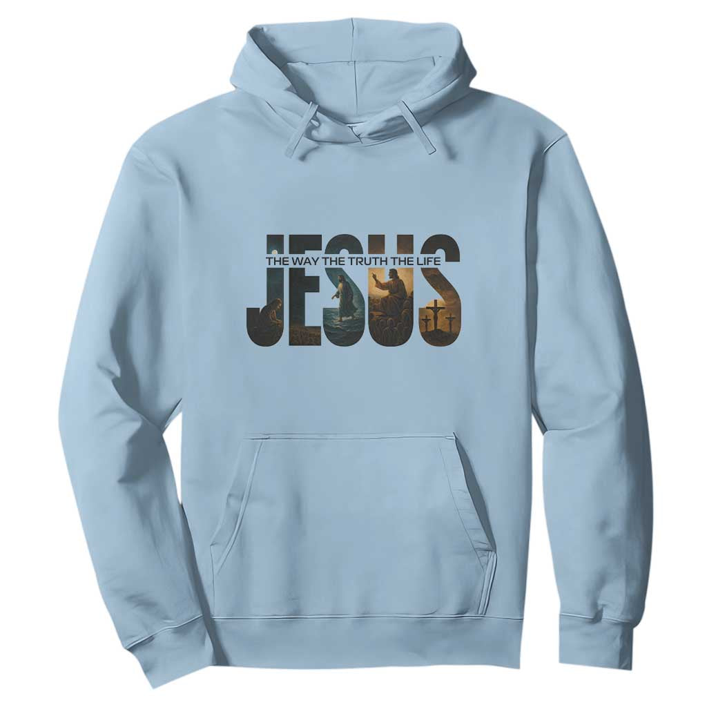 Jesus Christian Bible Hoodie The Way The Truth The Life TS14 Light Blue Print Your Wear