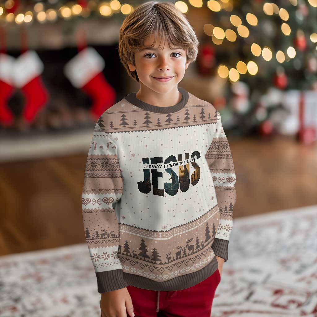 Jesus Christian Bible Ugly Christmas Sweater The Way The Truth The Life TS14 Mocha Mousse Print Your Wear