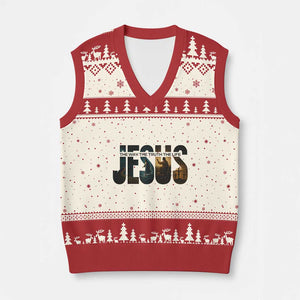 Jesus Christian Bible V-Neck Knit Sweater Vest The Way The Truth The Life TS14 Beige Red Print Your Wear