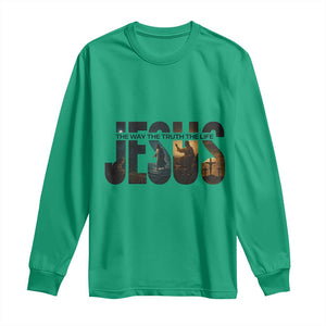 Jesus Christian Bible Long Sleeve Shirt The Way The Truth The Life TS14 Irish Green Print Your Wear