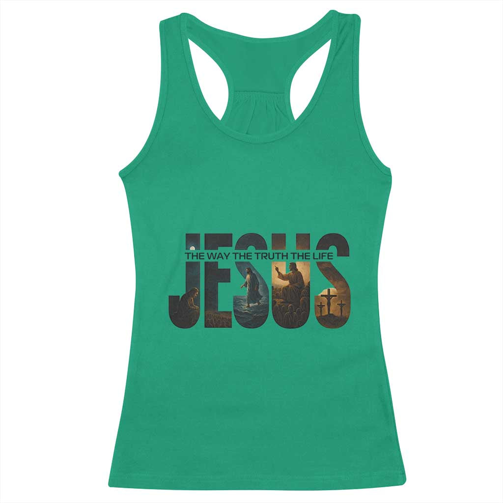 Jesus Christian Bible Racerback Tank Top The Way The Truth The Life TS14 Irish Green Print Your Wear