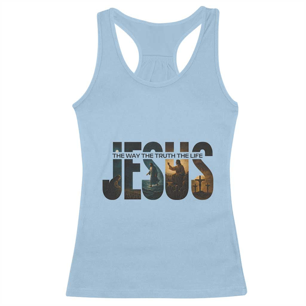 Jesus Christian Bible Racerback Tank Top The Way The Truth The Life TS14 Light Blue Print Your Wear