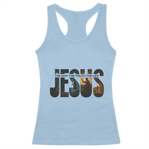 Jesus Christian Bible Racerback Tank Top The Way The Truth The Life TS14 Light Blue Print Your Wear
