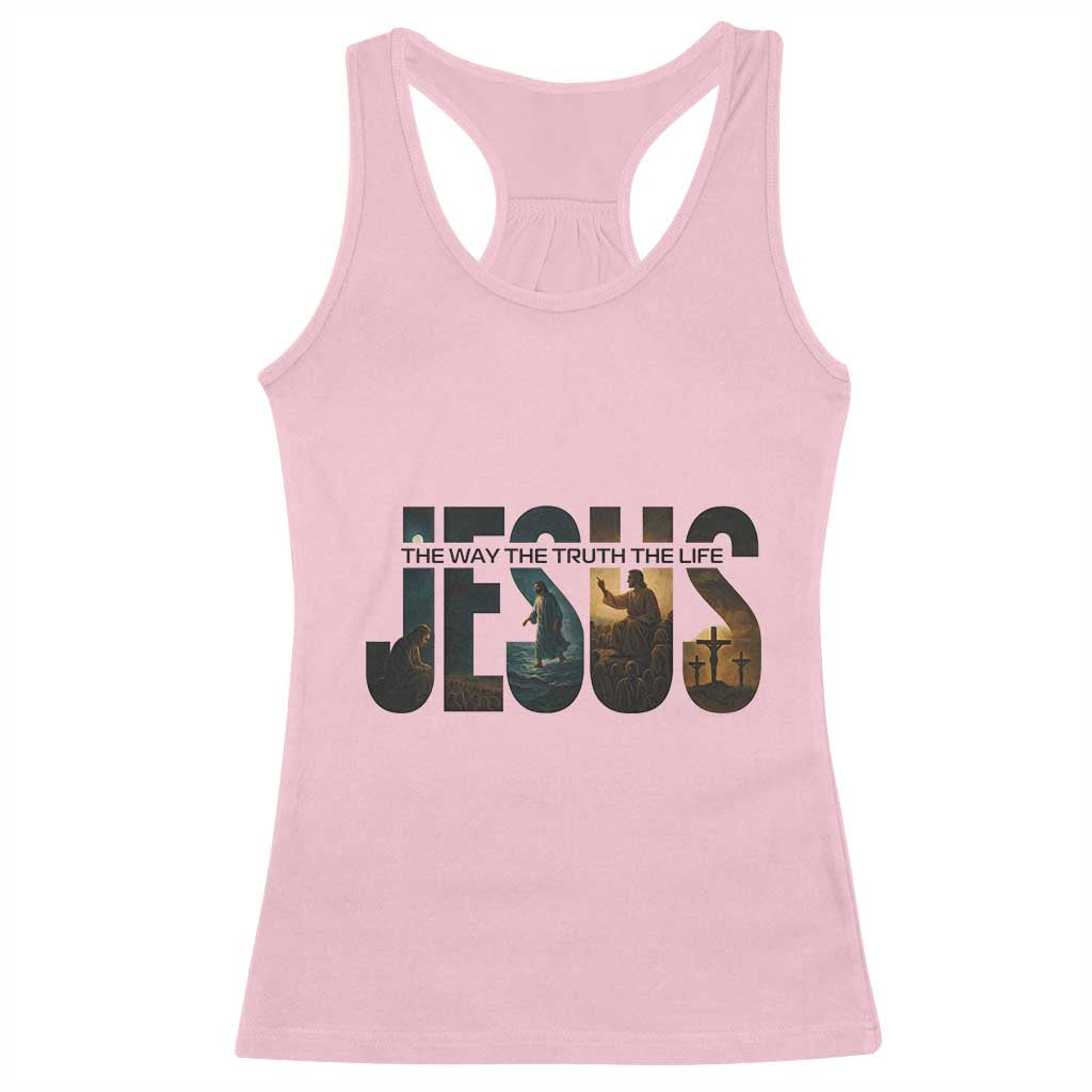 Jesus Christian Bible Racerback Tank Top The Way The Truth The Life TS14 Light Pink Print Your Wear
