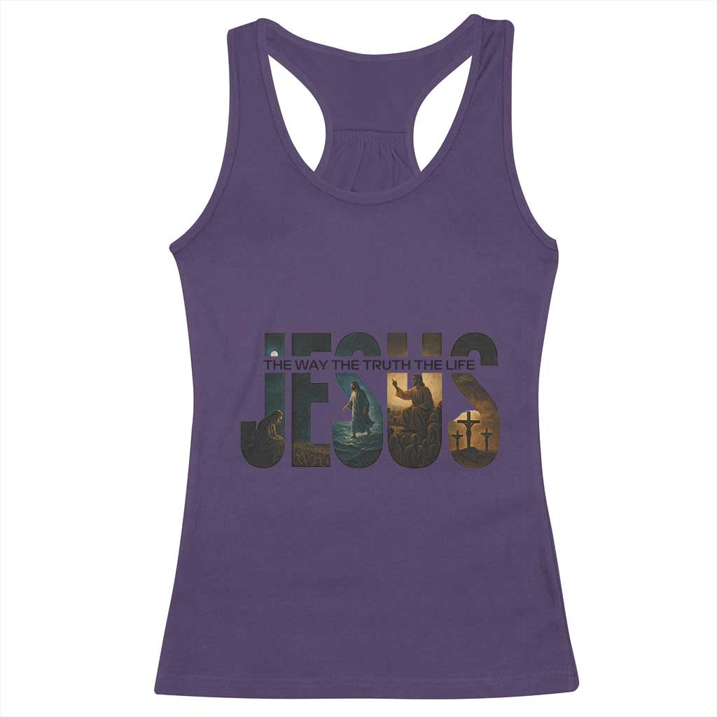 Jesus Christian Bible Racerback Tank Top The Way The Truth The Life TS14 Purple Print Your Wear