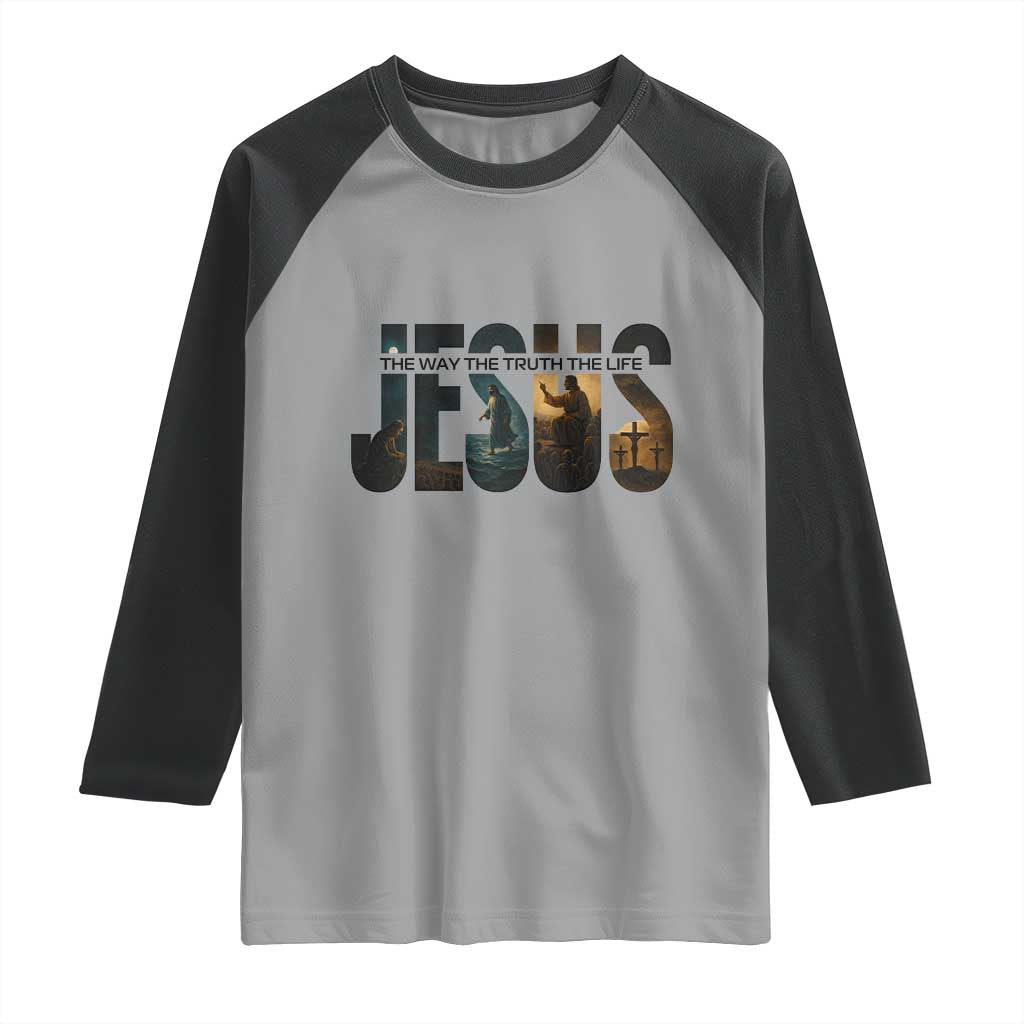 Jesus Christian Bible Raglan Shirt The Way The Truth The Life TS14 Sport Gray Black Print Your Wear