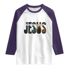 Jesus Christian Bible Raglan Shirt The Way The Truth The Life TS14 White Purple Print Your Wear